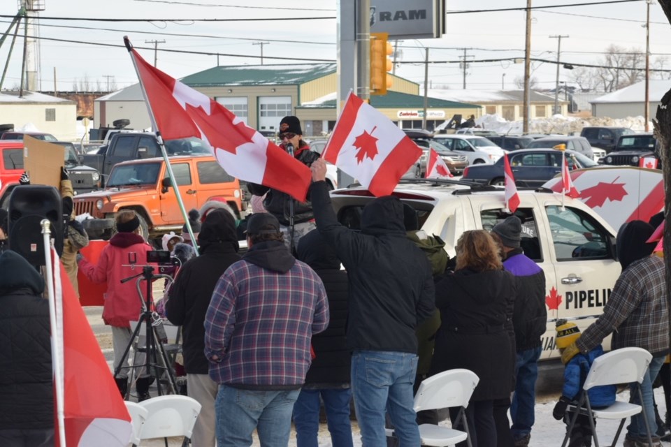 A rally was held in Estevan on Saturday to show support for truckers and to protest vaccine mandates.