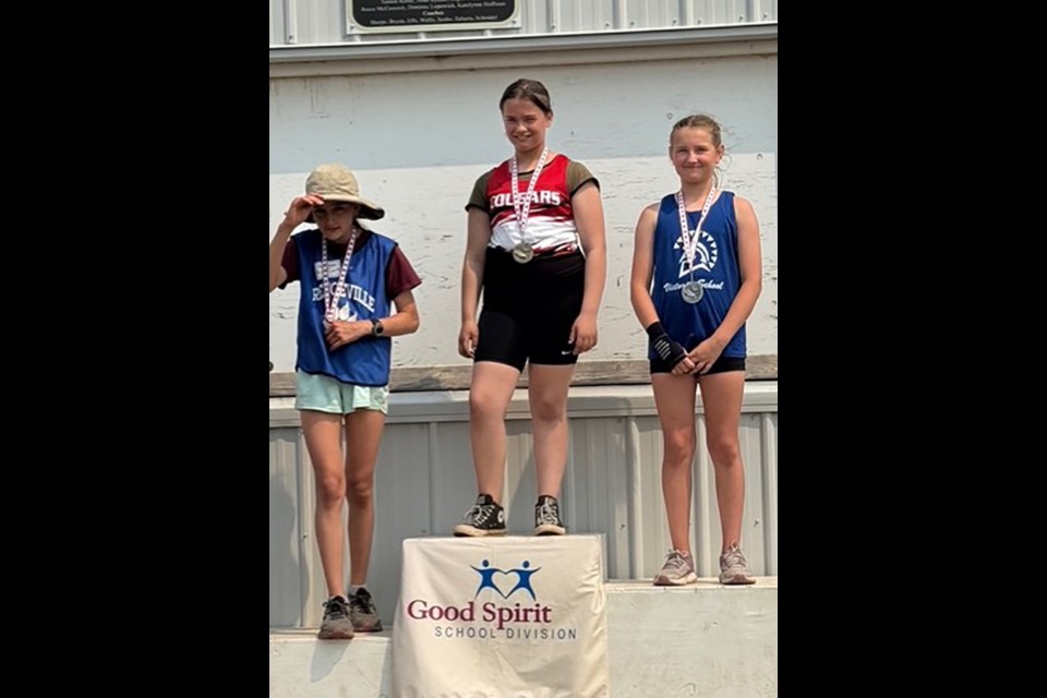 Skyler Casselman was on top of the podium after winning the gold medal in shot put. 