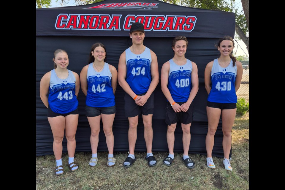 Canora Composite School athletes competing at SHSAA track-and-field provincials in Moose Jaw, from left, were: Isabelle Chabun, Maddy Dutchak Matthew Makowsky, Jackson Palagian and Danielle Dutchak. 