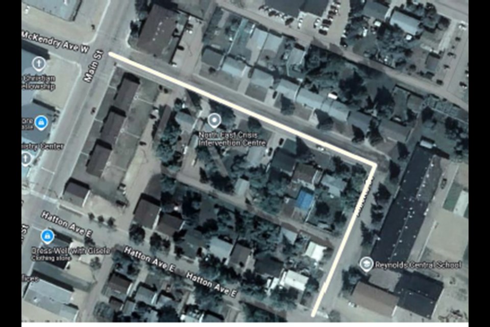 Site Map: 100 Block of McKendry Avenue East and Alberta Street - Crews will begin removing the existing curbs and sidewalks and installing new concrete.