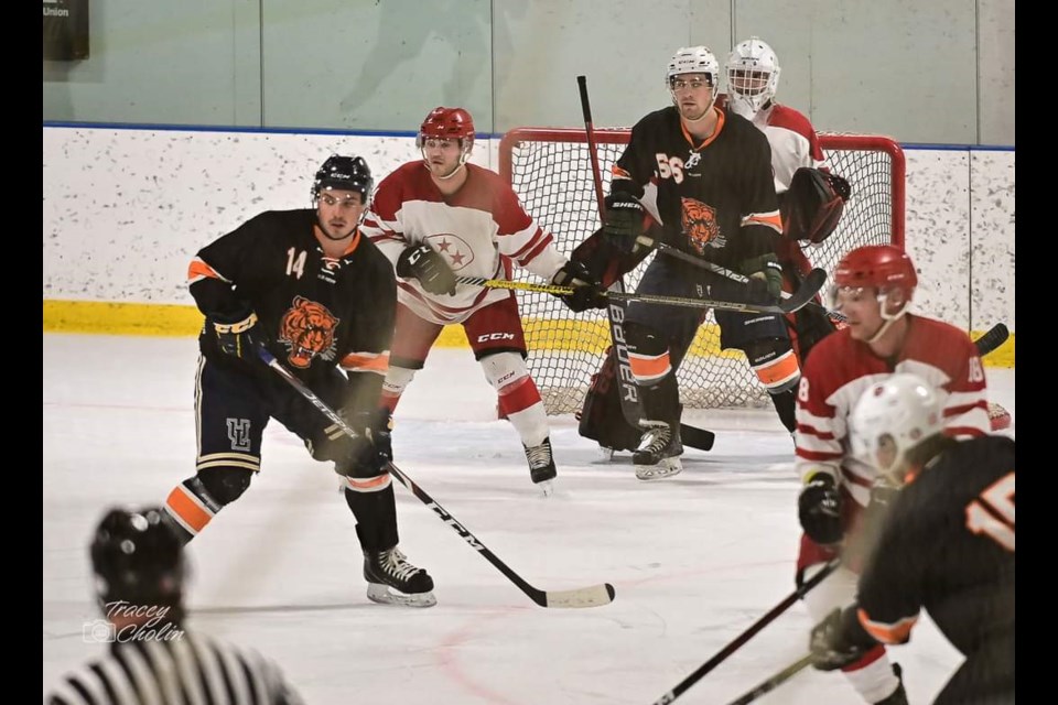 Kerrobert Tigers in game action playing Edam 3-Stars.(Tracey Cholin photographer).
