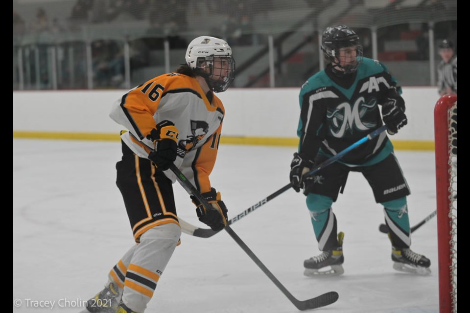 West Central Wheat Kings action prior to Christmas break against Martensville Mauraders. 