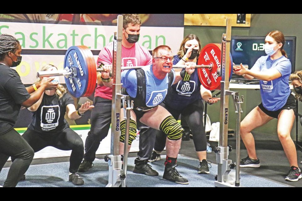 Powerlifter Randy Schiller puts his entire effort into his deadlift, at the Weyburn powerlifting competition held on Saturday