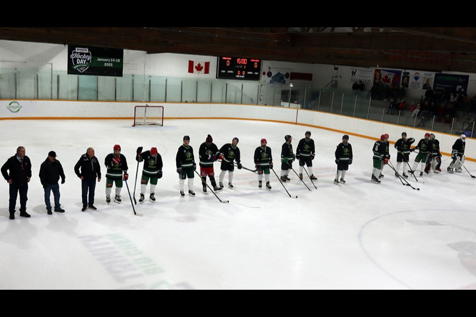Prior to the Hockey Day in Saskatchewan Alumni Game, Cobras alumni and current players on Team Black were introduced.