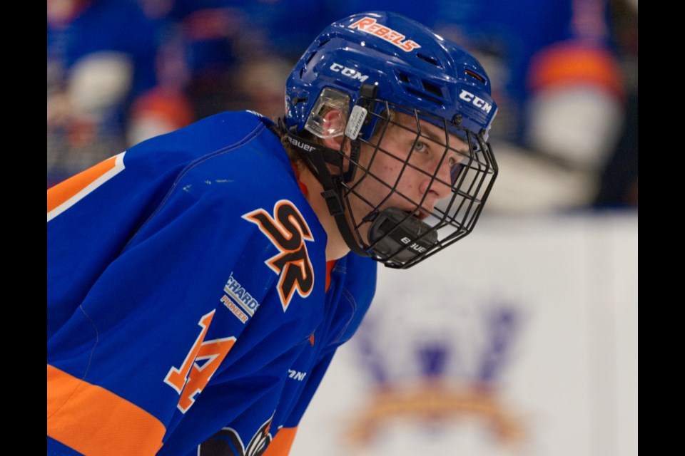 Rhett Franklin (assisted by Matt Mohart and Chase Tenetuik) scored the Southern Rebels' lone goal in the Oct. 30 home game against the Saskatoon Westleys. 