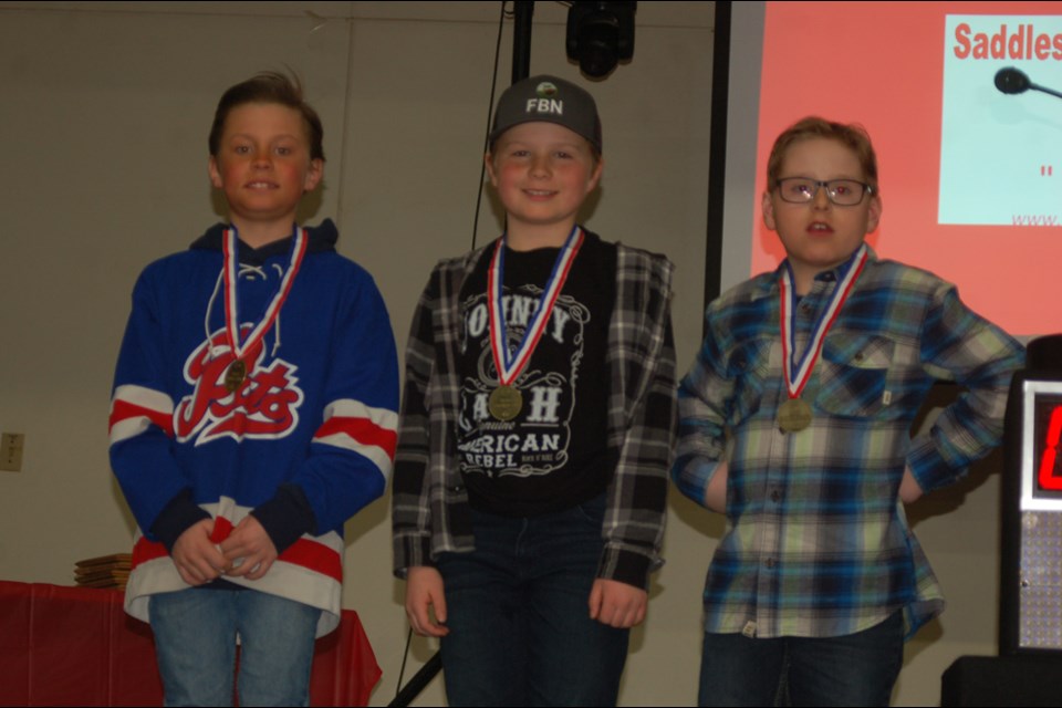 Hockey players from the U11 team who received special awards, from left, were: Logan Menton of Canora, Easton Will and Declan Unick of Canora.

