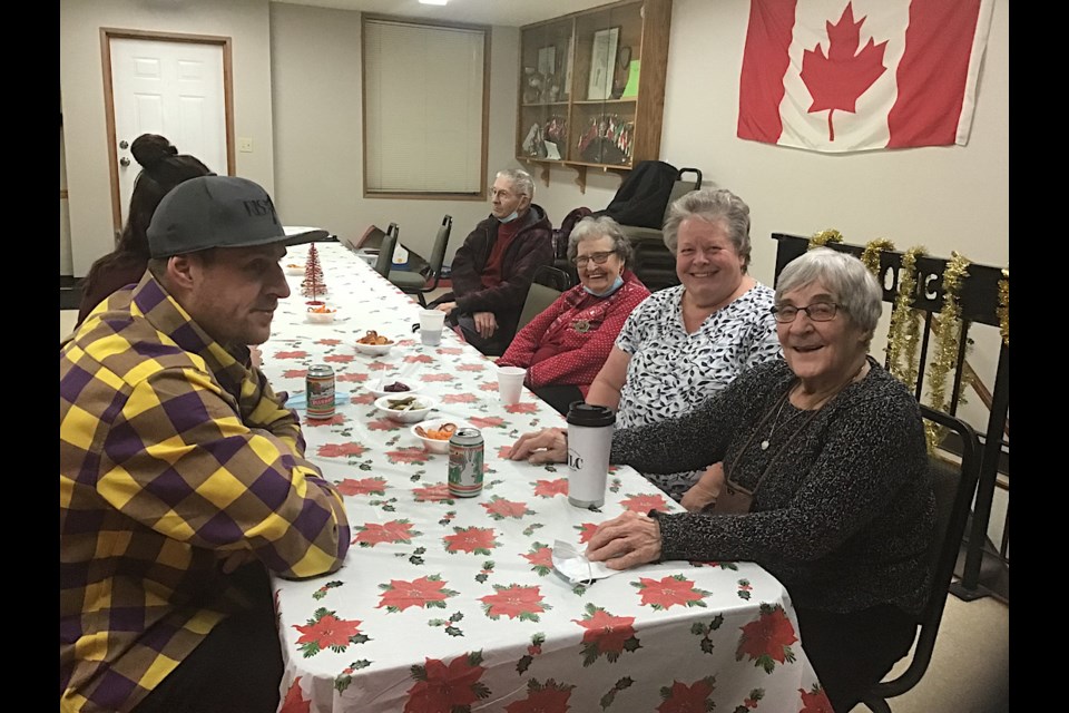 President Jane Shury (farthest right , next to new Admin Assistant Valorie Higgs) enjoys the Christmas cheer with Sask. Baseball Hall of Fame and Museum volunteers at their Christmas dinner.