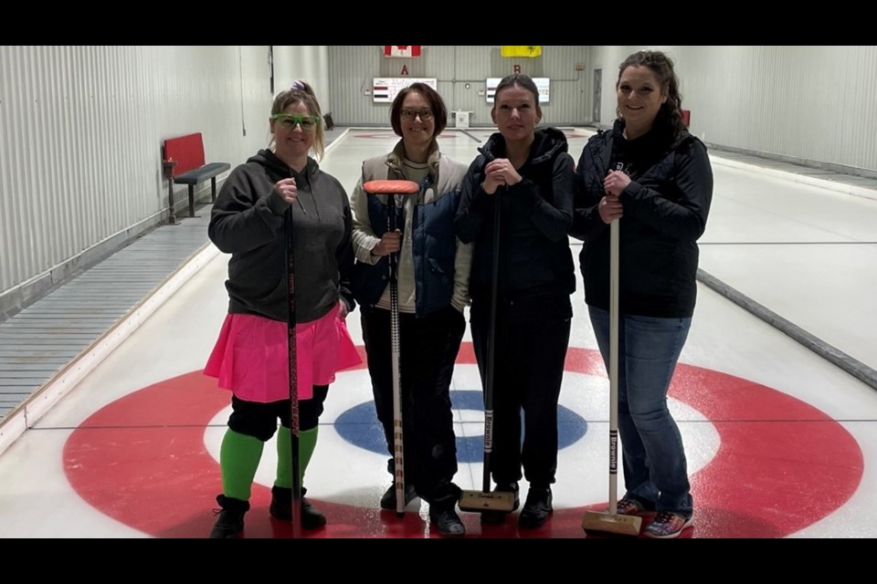 The A-side winners of the annual ladies bonspiel in Bjorkdale were, from left, Nicole Goldsworthy, Jill Szeliga, Colleen Currey and Samantha Hofer-Law.
