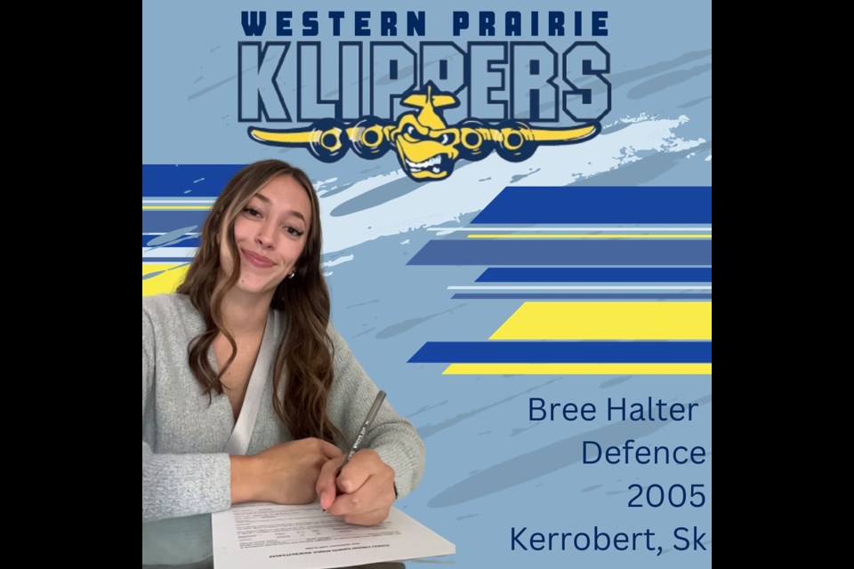 Kerrobert's Bree Halter will play in the inaugural season of the SJFHL with the Western Prairie Klippers.
