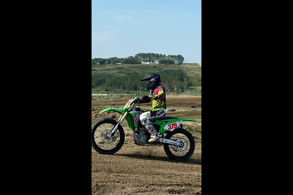 Bryer Paradis competing at Aug. 14 motocross races at Unity in the Mid West Amateur MX series.