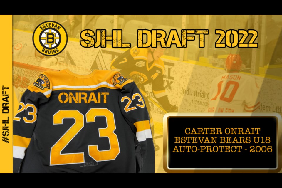 Carter Onrait was auto-protected by the Estevan Bruins.