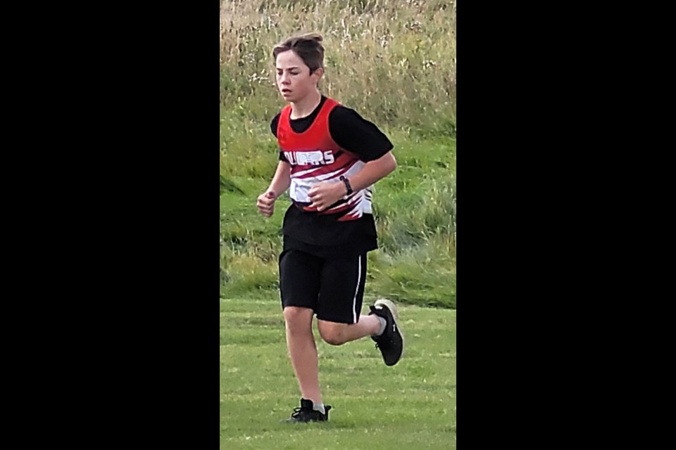 In the U13 boys race, Jackson Palagian pushed himself to do his best on the way to the finish line at the Cherrydale Cross-Country meet held east of Yorkton on Sept. 15.