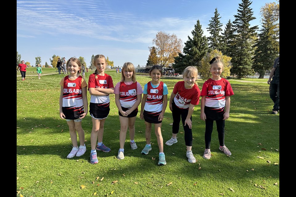 CJES runners who competed in the U10 Girls event at Deer Park on Sept. 18, from left, were: Willow Smith, Aliannah Herriges, Ashton Lamb, Keira Owchar, Kaydence Goulet and Riley Roberts.