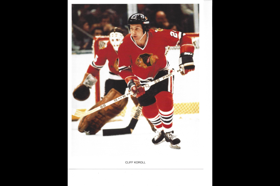 Backed up by goalie Tony Esposito, Cliff Koroll, originally from the Canora area, made his way up the ice during his NHL career with the Chicago Blackhawks. Koroll is scheduled to be inducted in the Saskatchewan Hockey Hall of Fame in Yorkton on June 24.