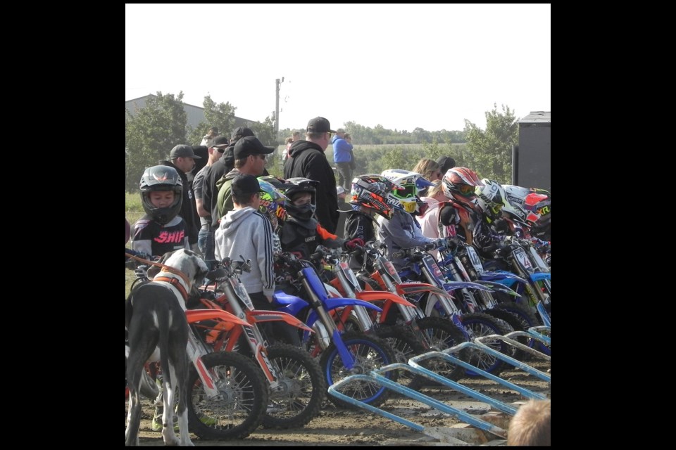 Riders eagerly await the official start of their heat as part of the Sept. 10 Mid-West Am MX competition series held in Unity.