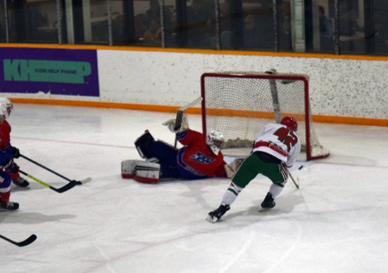 After early pressure by Cote, this big first period goal by Tanner Mak opened the scoring and sparked the Cobras on their way to victory in Game 1 on Feb. 9 in Canora.
