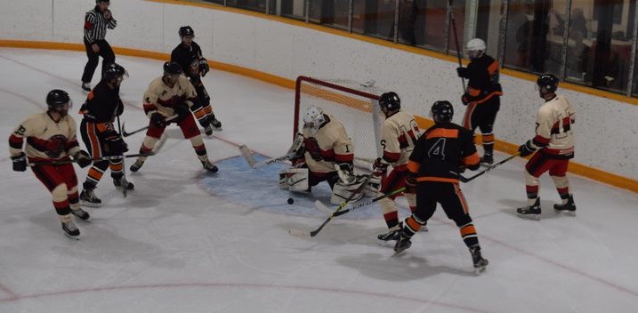 The Canora Cobras (white jerseys) hosted the Whitewood Orioles at the Canora Civic Centre on November 27 and came away with an impressive 11 to 2 victory. Rylan Palchewich of Canora played a strong game in goal, making a number of timely saves to prevent Whitewood from cutting into the Cobras’ lead. / Rocky Neufeld