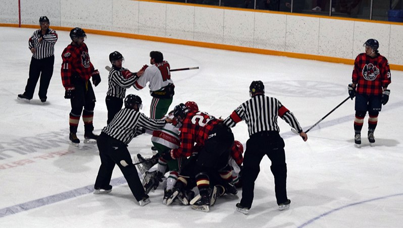 This first period scuffle between numerous members of the Cobras and the Axemen with Canora down 4-0 seemed to spark the home team, as they cut the lead in half by the first intermission. 