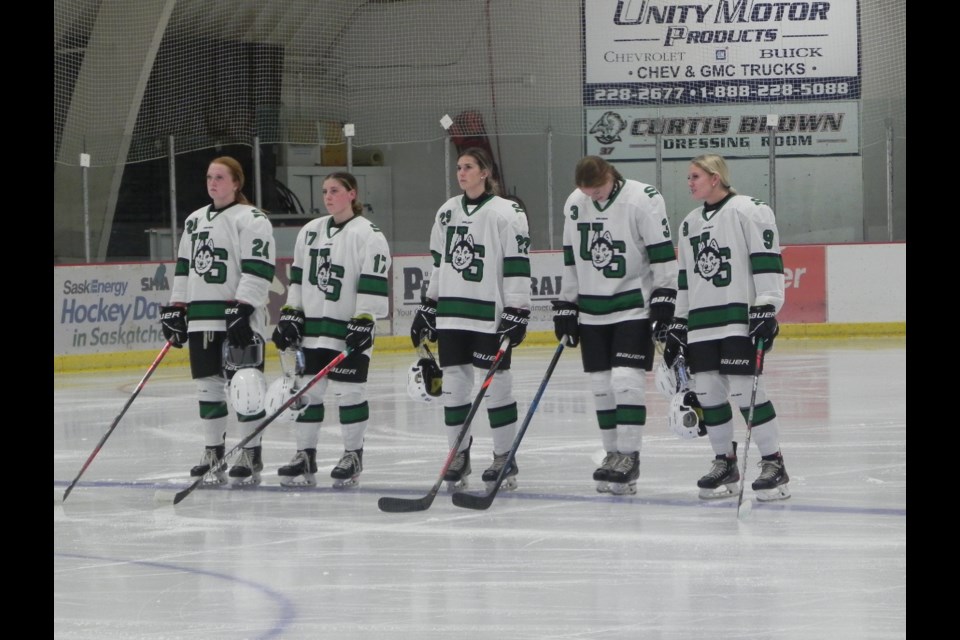 Kindersley product, #17 Jessie Herner, was part of the starting lineup in the Oct. 2 CIS women's hockey game hosted in Unity.    