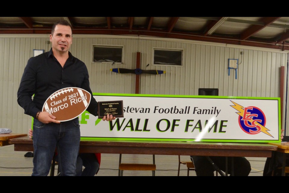 Marco Ricci was inducted into the Estevan Football Family Wall of Fame.