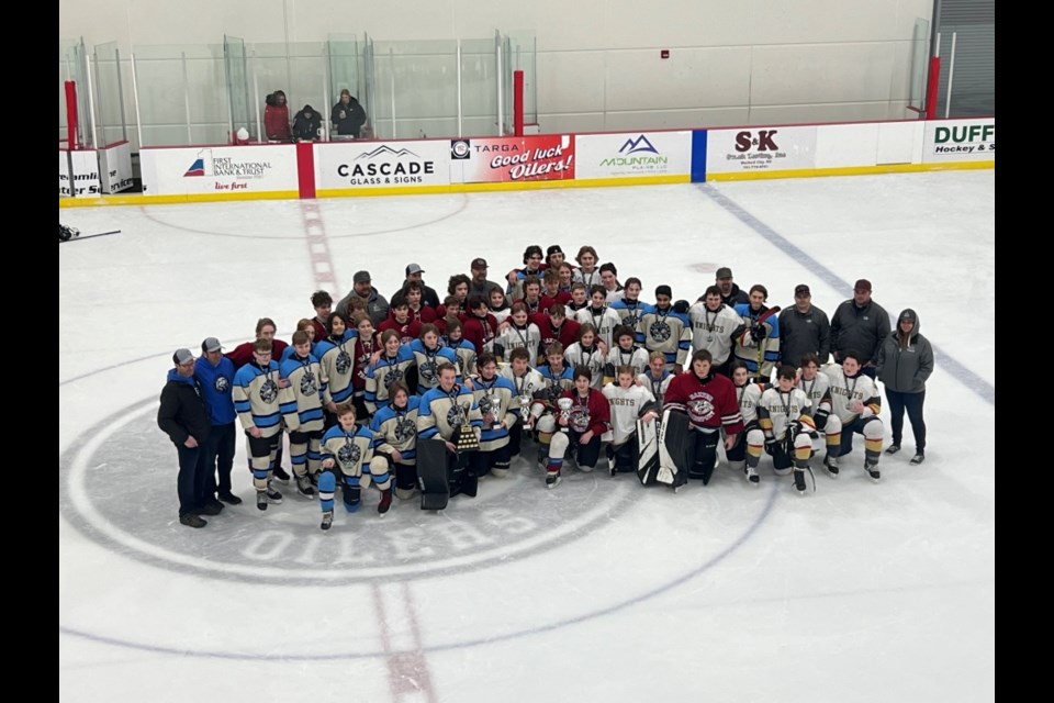 The Estevan U15 hockey teams gather for a group photo after a great weekend in Watford City, N.D. 