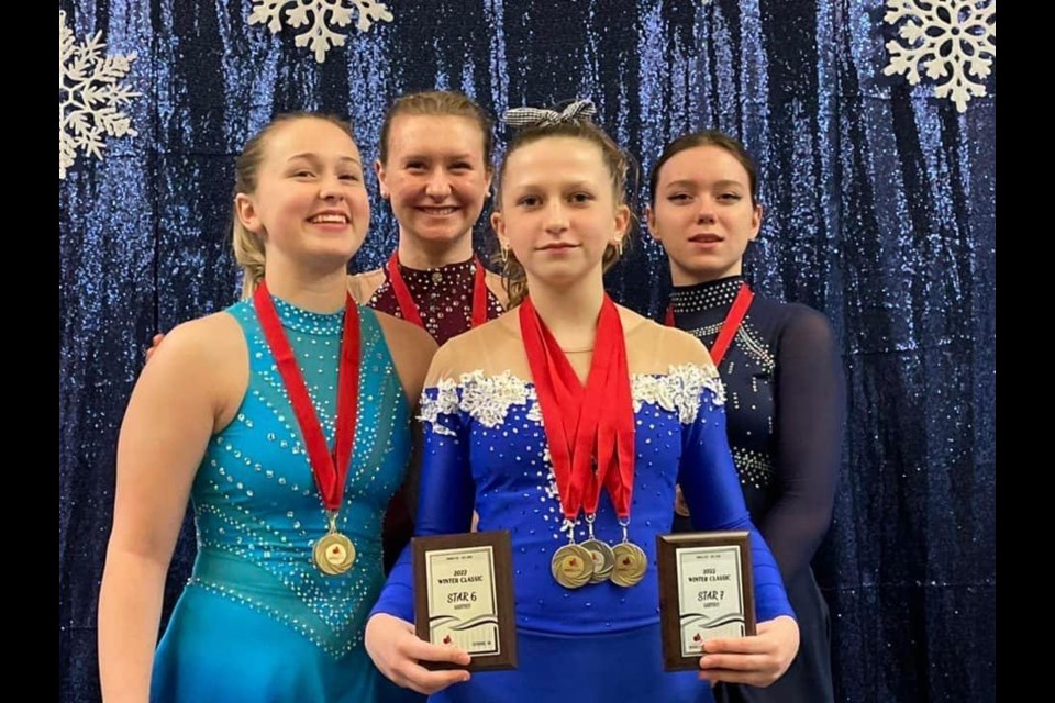 McKenna Bohn, Ashley Piper. Rachel Duncan and Sydney Brooks were among the Estevan Figure Skating Club members at the Winter Classic. 