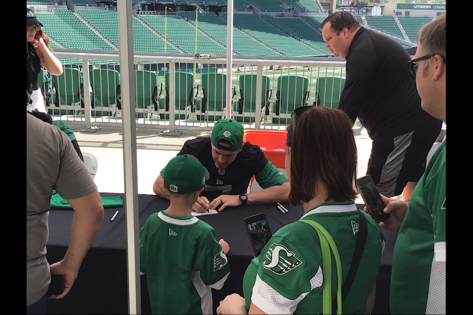 He may not be in the lineup right now but Trevor Harris was still meeting fans at Fan Day Saturday.