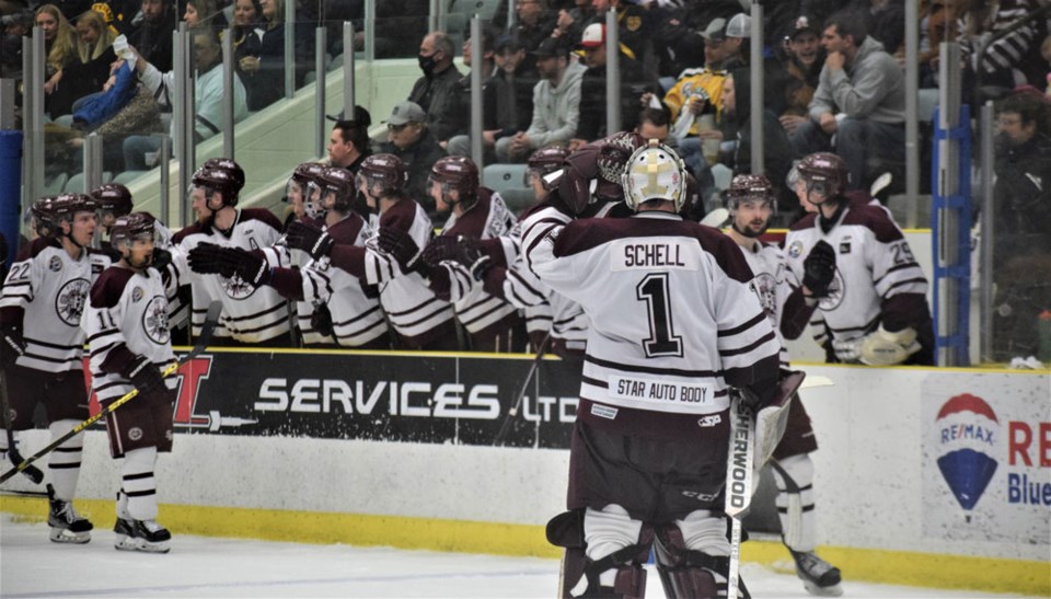 Flin Flon Bombers goal celebration