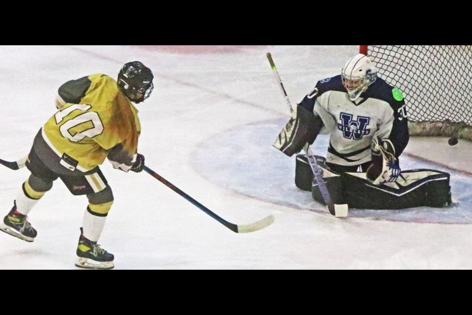 Gold Wings player Julia Durr scored the first goal of the game to put Weyburn up early in their match vs Swift Current on Sunday.