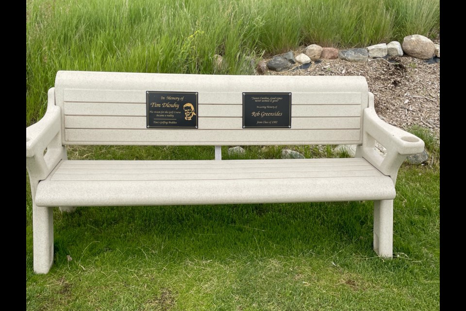 Memorial benches at the Assiniboia Golf Club includes one honouring Rob Greensides and Tim Dlouhy. 