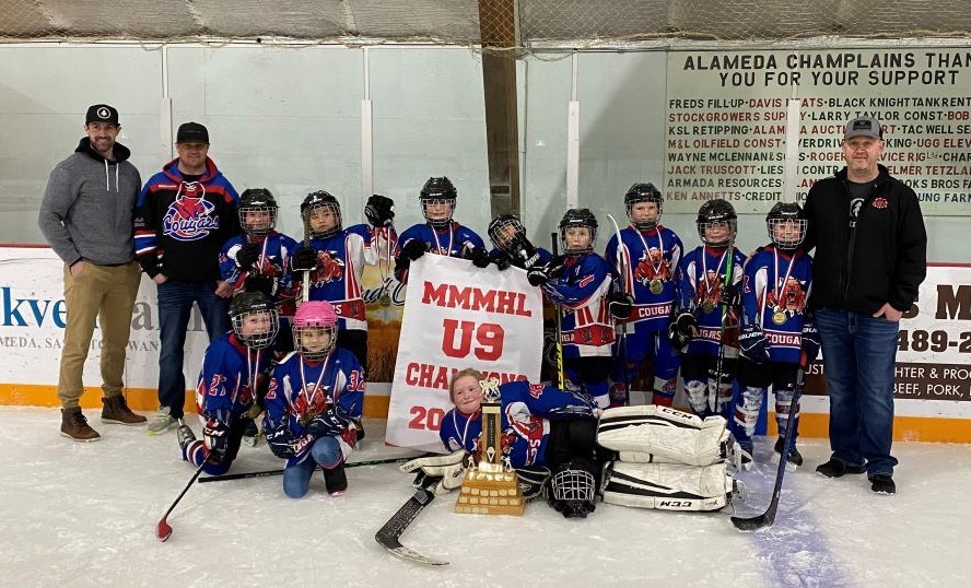 The U9 champion Carlyle Cougars. 
