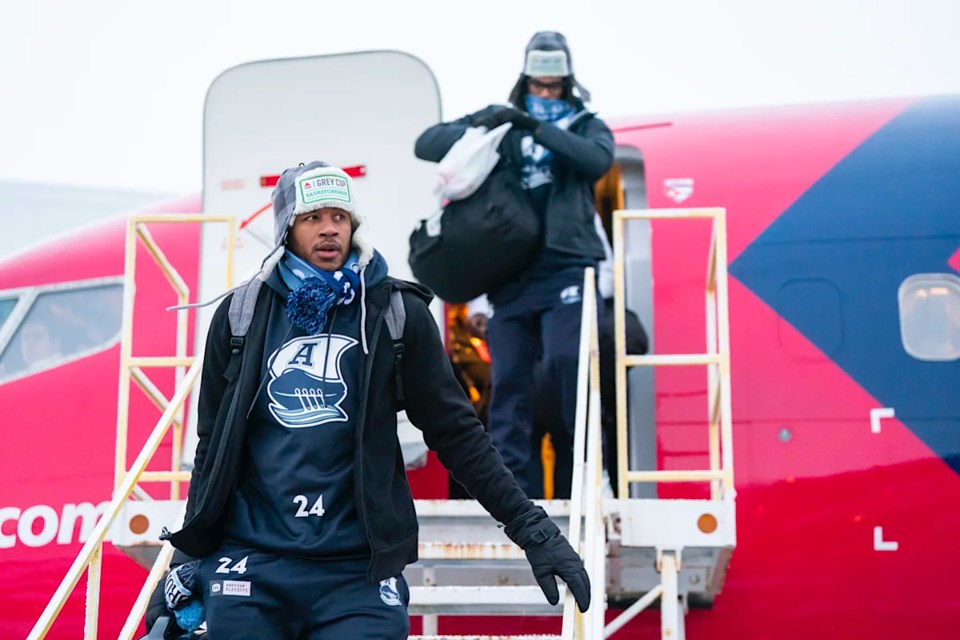 The Toronto Argonauts touch down in Regina.