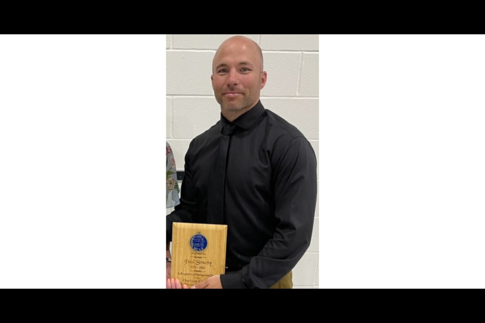 Paul Strueby was presented with a 2022 HCAA Recognition Awards for his contribution to school athletics.