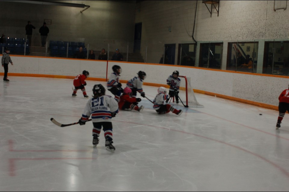The youngest hockey team, the U7 Preeceville Pats, had fun taking on Kelvington and being the first team out on the ice during Preeceville Minor Hockey day.