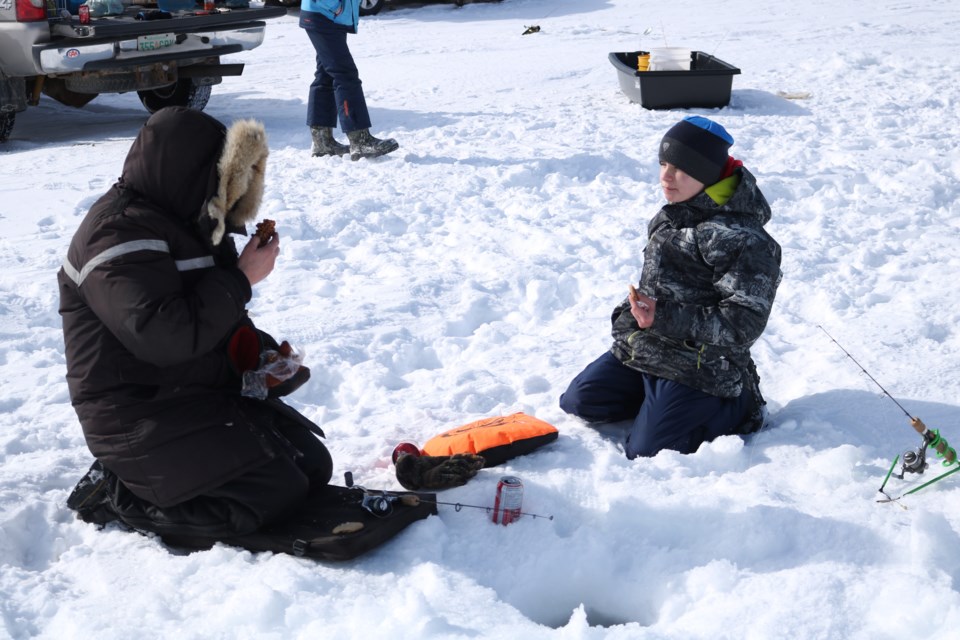 The weather was near ideal for a day of ice fishing.