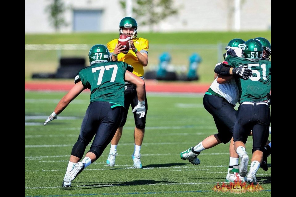 Jacob Mamer, #77, is anxious for the Huskie football season to resume after the past year's pandemic prescribed hiatus.