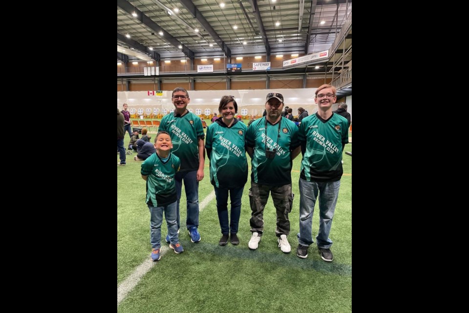 Members of the Kamsack River Valley Archery Club who attended the provincial tournament in Prince Albert were, from left: Ricky O’Soup, Dominick O’Soup, Rhonda Streelasky (Coach), Scott Green (Coach), and Dameon Lillebo.