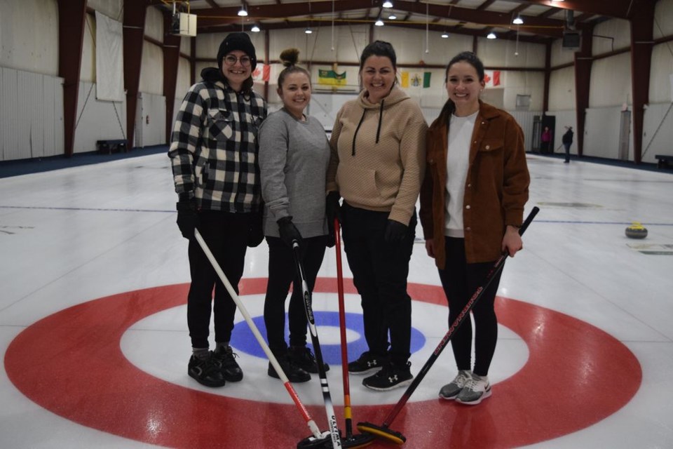 At the Canora Ladies Bonspiel held from March 25 to 27, the Ally Rock foursome of Canora took first place in the ‘A’ event. From left, were: Rock, skip; Kylee Toffan, third; Jodie Kowalyshyn, second, and Kaitlin Mak, lead.