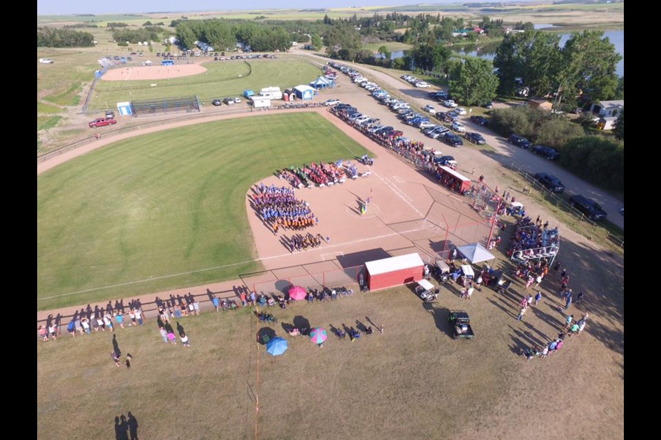 Provincial events hosted at the Macklin ball diamonds are captured in this overhead snapshot.