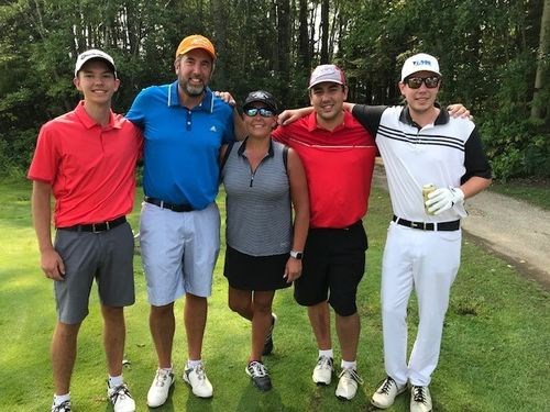 As majority owners of the Madge Lake Golf Resort, The Driscoll Family of Calgary takes a hands-on approach, rolling up their sleeves to be involved in all aspects of operations. From left: Emmitt, Darren, Sally, Daniel and Cameron. Over the years, all three boys have spent time working at the golf course during the summer months. This year, Emmitt is on the grounds crew and Cameron is working in the clubhouse.