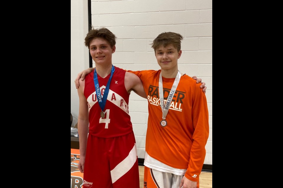 Matthew Makowsky, left, the son of April and Andrian Makowsky, and Tyson Korol, son of Teresa and David Korol, have each made the U15 Men’s Saskatchewan Basketball Team. Both went to elementary school in Canora, but Korol is now attending classes in Yorkton, while Makowsky is a student at Canora Composite School. Team practises are scheduled for Regina, Saskatoon and Martensville throughout June and July. Upcoming tournaments include: July 2-3 in Brandon, July 13 to 25 in Langley and Richmond, B.C., and nationals in Edmonton July 30 to Aug. 6.