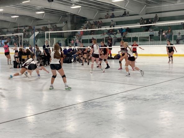 Wilkie girl's volleyball team in action at Super-Volley 2021, held at the SaskCan events centre Sept. 10-11.