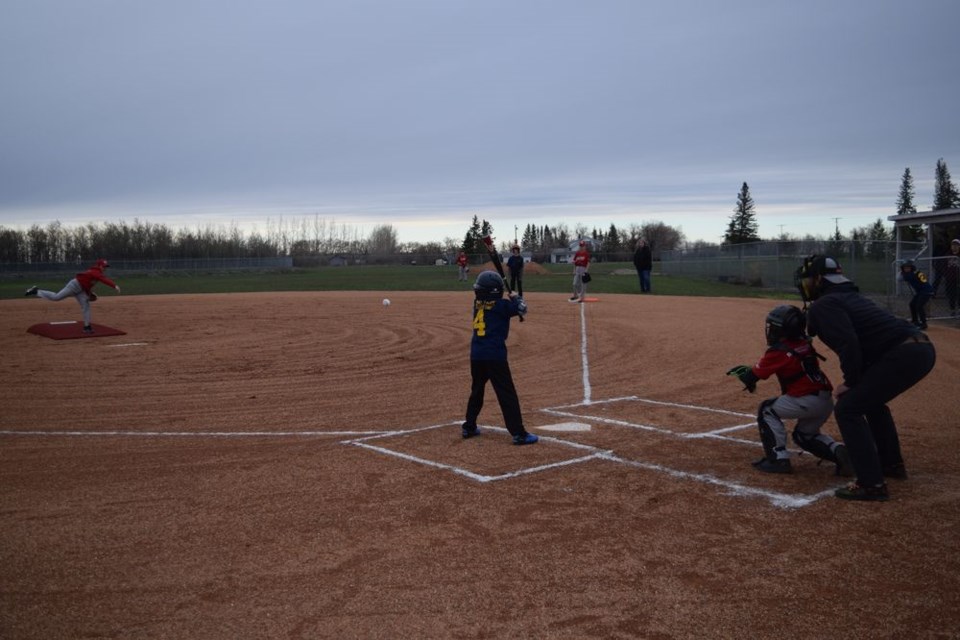 Kicking off the 2022 baseball season for Canora Minor Ball on May 16 at a game against Norquay, Kasen Heshka of the 11U Canora Reds Team 2 threw a strike to his catcher Declan Unick. Canora came out on top by a final score of 12-5.