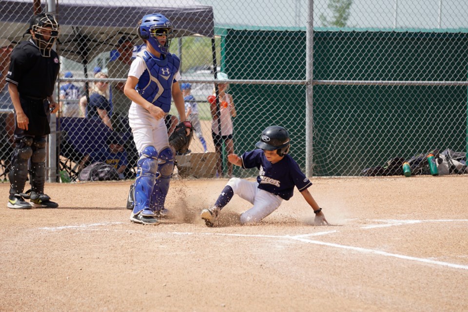 The Estevan U11 AA Tier 1 Brewers score in their tournament opener. 