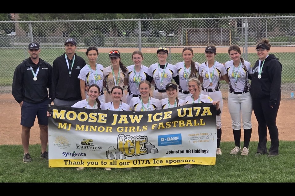 U17A Moose Jaw Ice provincial silver medalists who earned a berth at Softball Canada championships Juy 27-Aug. 2 in Warman.