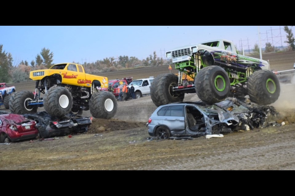 Monster trucks entertained the fans Friday and Saturday night at the Estevan Motor Speedway. 