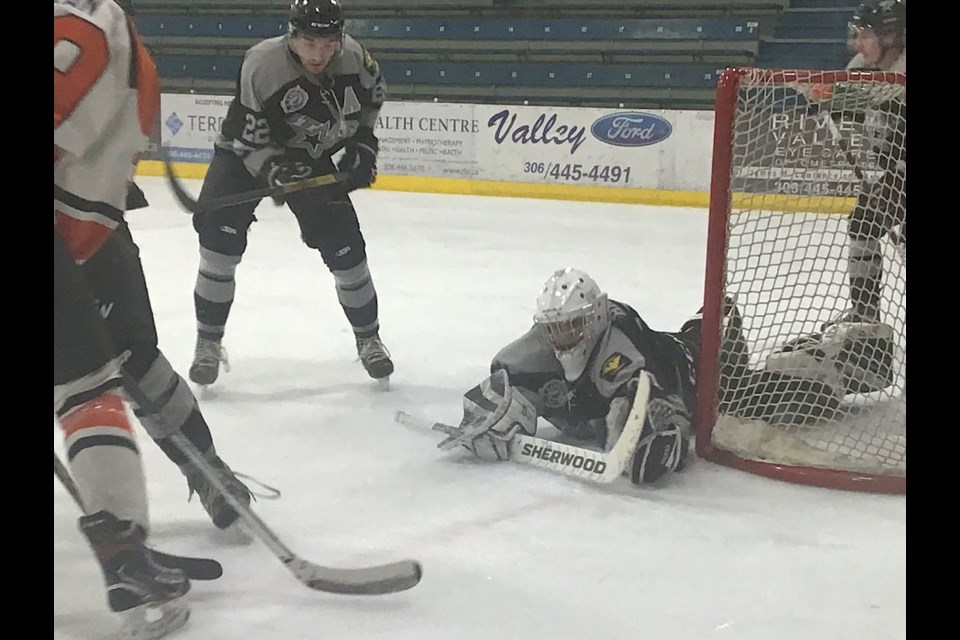Michael Harroch was back in net Tuesday for the North Stars against Yorkton.