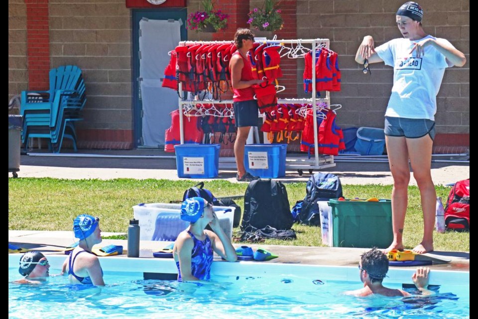 Olympic medalist Chantal van Landeghem worked with a group of swimmers aged 12 to 16 at the Weyburn Leisure Centre on Friday.