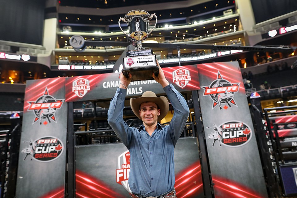 Cody Coverchuk of Meadow Lake etched his name in the league record books Saturday, becoming just the third multi-time national champion in league history as he was crowned the 2021 PBR Canada Champion.