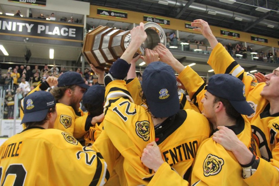 Estevan Bruins celebrate Game 7